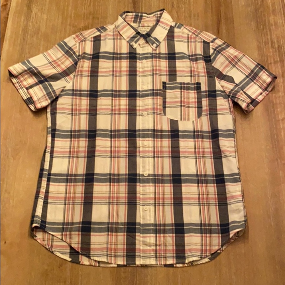 JCrew short sleeved button down plaid shirt